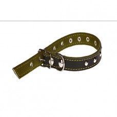 2071 Ошейник 20мм"ЕКОНОМ" двойной " х/б лента +кожа" украшенный