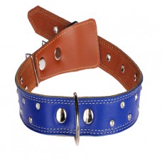 424 Ошейник 30мм "ПЕРЛАМУТР" кожаный двойной украшенный стразами