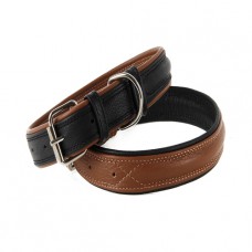 333	Ошейник 25мм "ПРЕМИУМ" кожаный двойной "дутый"