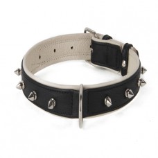 432	Ошейник 30мм "ПРЕМИУМ"  кожаный двойной с  шипами