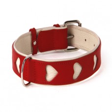 534	Ошейник 35мм "ПРЕМИУМ" кожаный двойной "сердечко"
