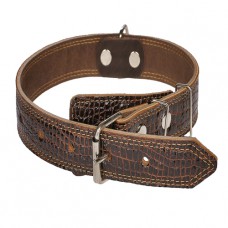325 Ошейник 25мм  "РЕПТИЛИЯ" кожаный двойной