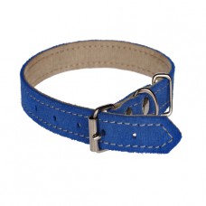 127 Ошейник 12мм "ВЕЛЮР" кожаный двойной