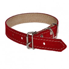 157 Ошейник 15мм "ВЕЛЮР" кожаный двойной 