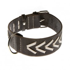 238	 Ошейник 20мм "КЛАССИК ПРЕМИУМ"  кожаный украшенный плетением 