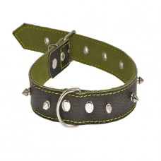 4131 Ошейник 30мм "КЛАССИК" х/б+кожа с шипами
