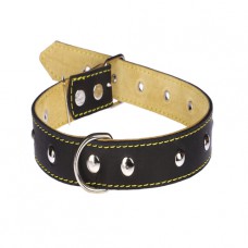 417 Ошейник 30 мм"КЛАССИК" кожаный двойной украшенный