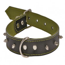 5131 Ошейник 35мм "КЛАССИК" х/б+кожа с шипами