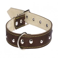 517 Ошейник 35 мм"КЛАССИК" кожаный двойной украшенный