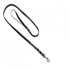 789 Поводок 10мм "ПЕРЛАМУТР" кожаный двойной 2-х лицевой  украшенный стразами 