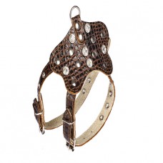 810 Шлейка "РЕПТИЛИЯ" для декоративных пород №2 украшенная стразами 